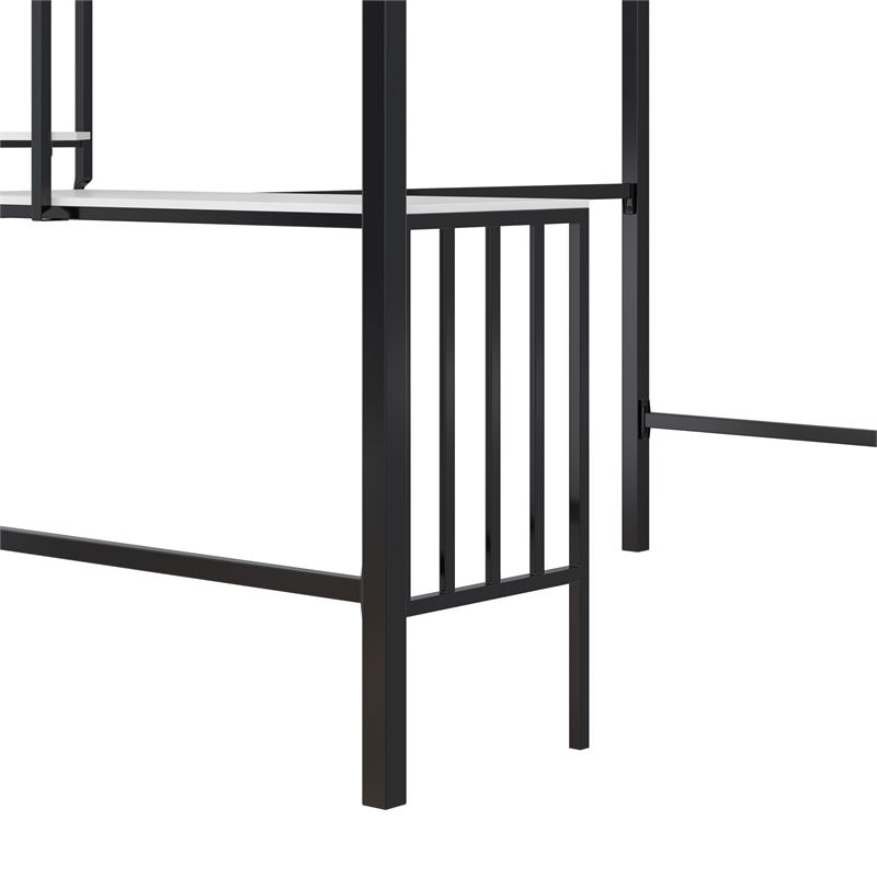 Novogratz Axel Metal Twin Loft Bed with Desk and Shelves in Black and Off White