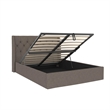 Novogratz Her Majesty Lift Up Storage Queen Bed Frame in Light Gray Linen