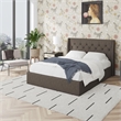 Novogratz Her Majesty Lift Up Storage Queen Bed Frame in Light Gray Linen