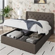 Novogratz Her Majesty Lift Up Storage Queen Bed Frame in Light Gray Linen