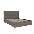 Novogratz Her Majesty Lift Up Storage Queen Bed Frame in Light Gray Linen