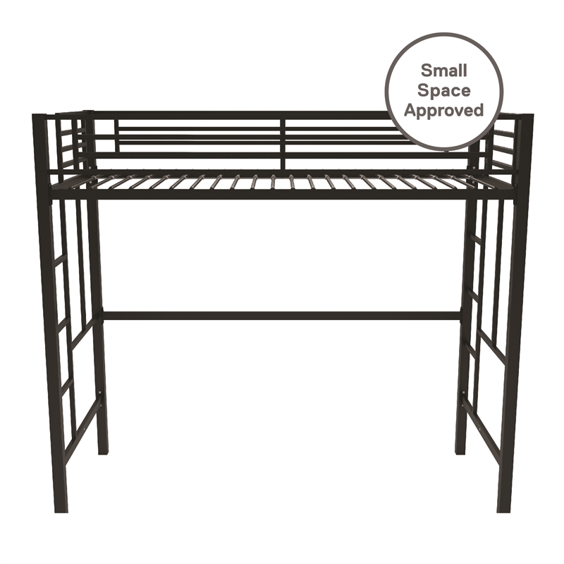 Your Zone Brittain Twin Metal Loft Bed in Black