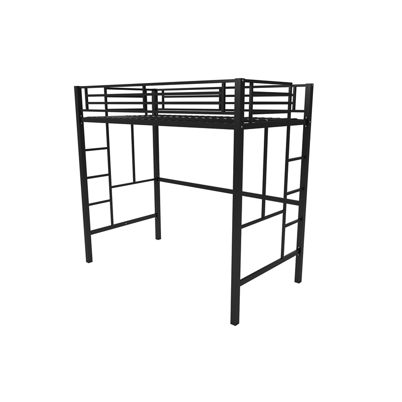 Your Zone Brittain Twin Metal Loft Bed in Black