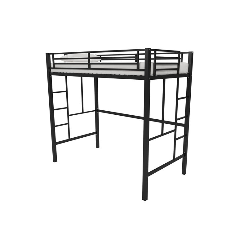 Your Zone Brittain Twin Metal Loft Bed in Black