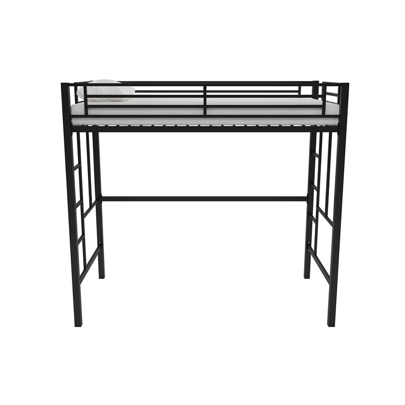 Your Zone Brittain Twin Metal Loft Bed in Black