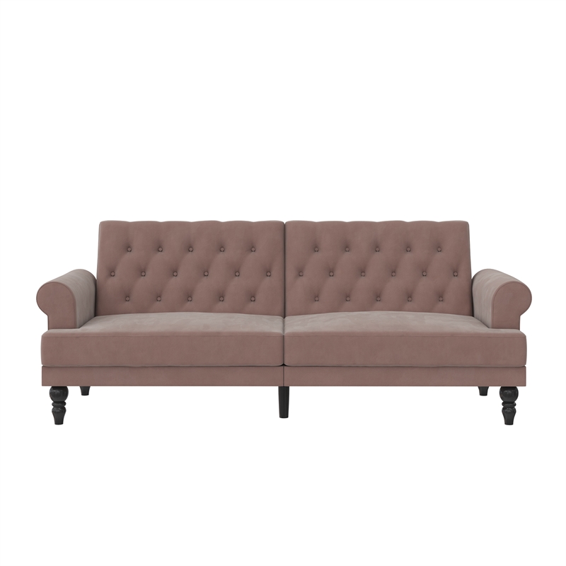 Novogratz Cassidy Upholstered Futon in Blush Velvet
