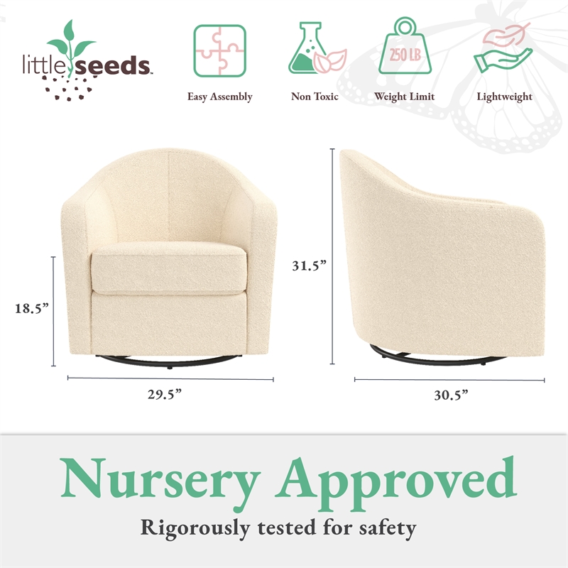 Little Seeds Gentle Swivel Curved Accent Chair in Ivory Boucle