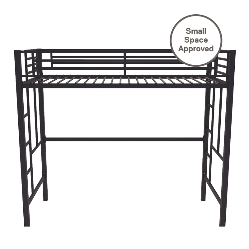 Your Zone Brittain Twin Metal Loft Bed in Navy Blue