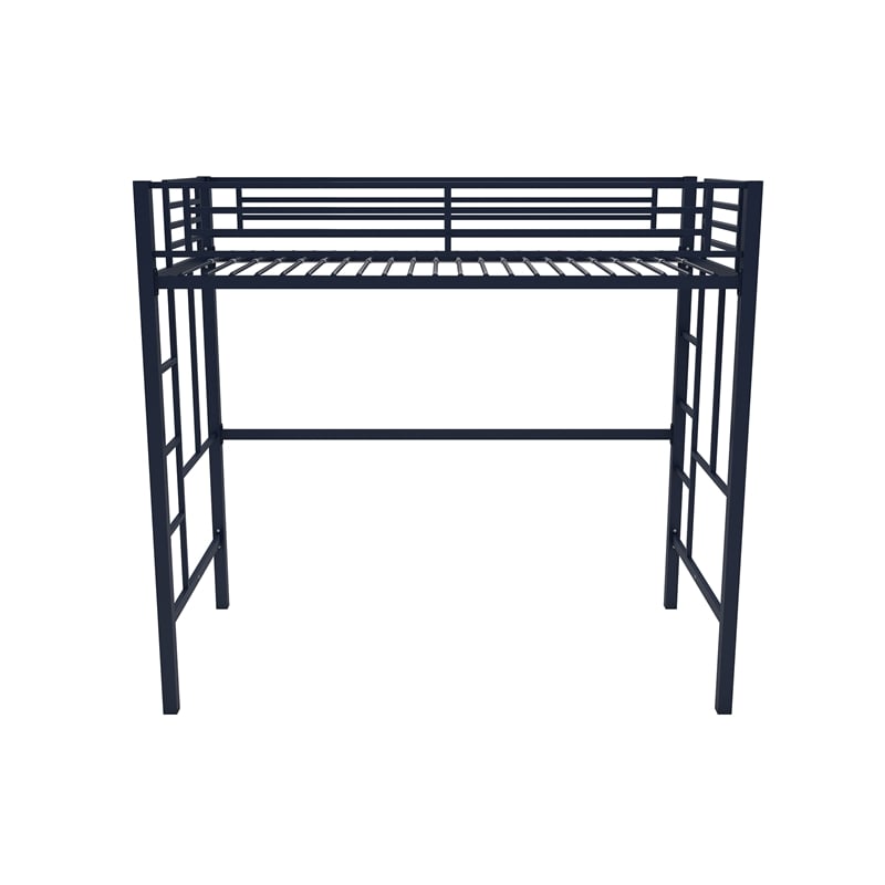 Your Zone Brittain Twin Metal Loft Bed in Navy Blue
