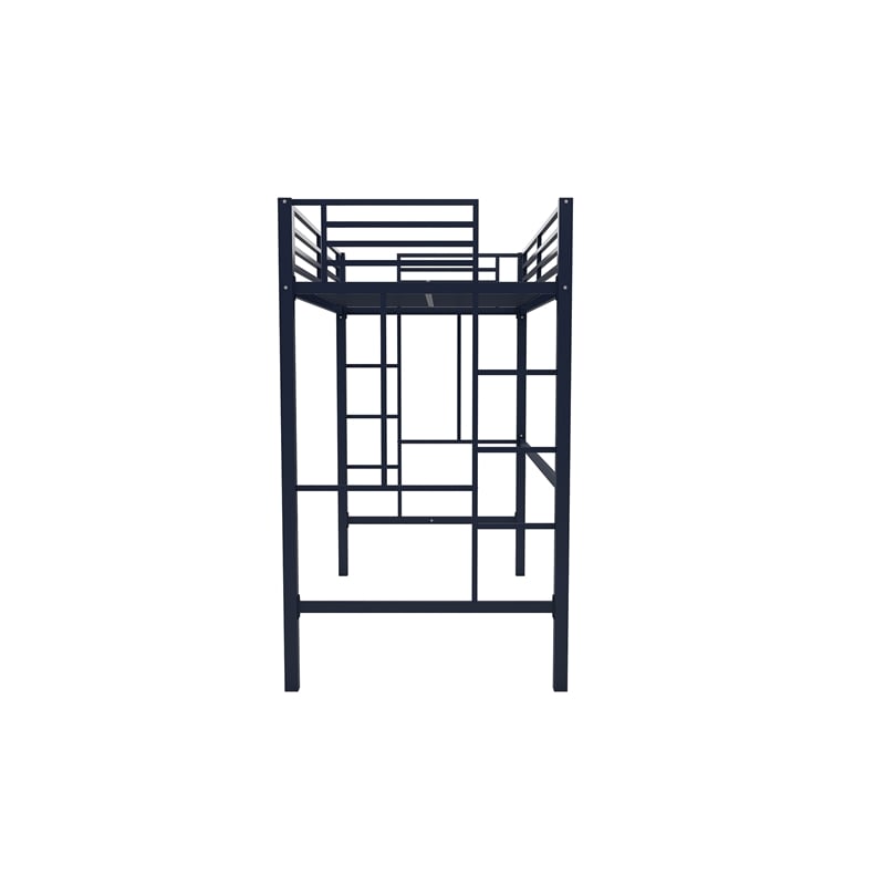 Your Zone Brittain Twin Metal Loft Bed in Navy Blue