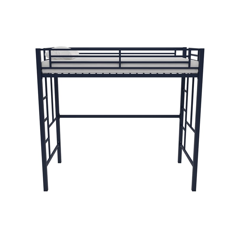 Your Zone Brittain Twin Metal Loft Bed in Navy Blue