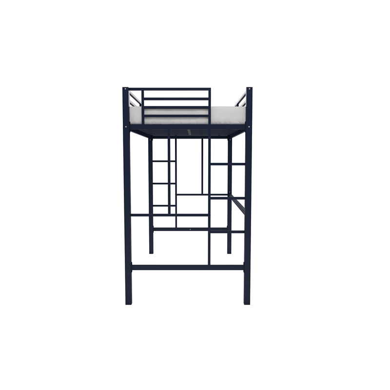Your Zone Brittain Twin Metal Loft Bed in Navy Blue
