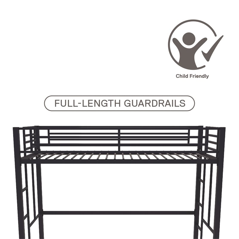Your Zone Brittain Twin Metal Loft Bed in Navy Blue