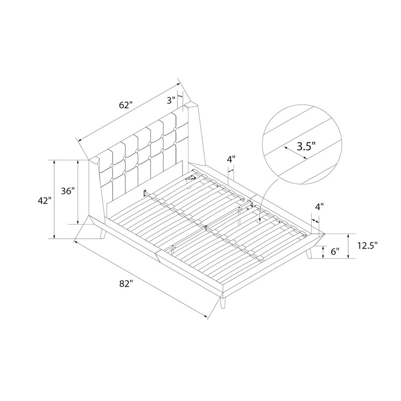 DHP Lilya Full Upholstered Platform Bed w/ Wood Slat Support in Blue Linen