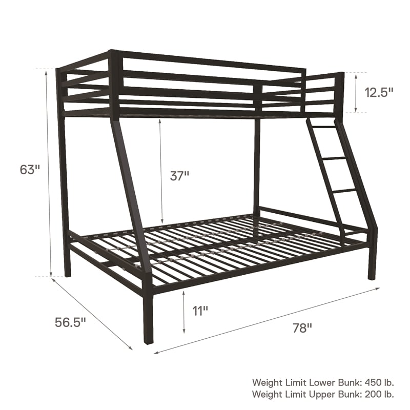 Mainstays Premium Twin over Full Metal Bunk Bed in Black