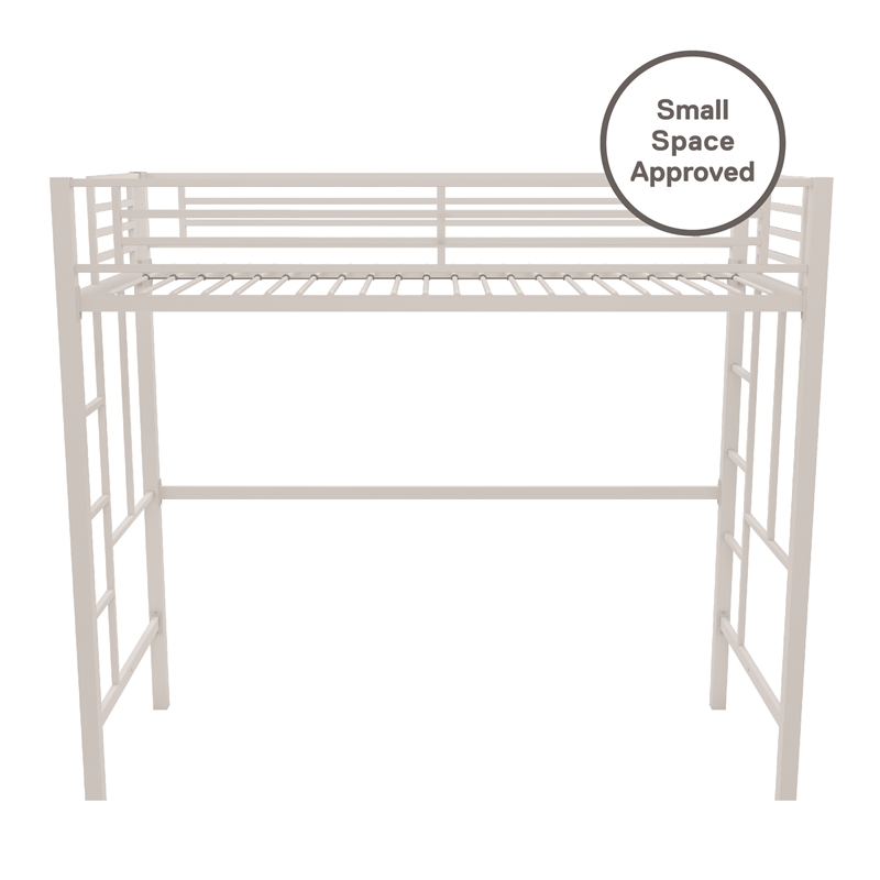 Your Zone Brittain Twin Metal Loft Bed in Off White