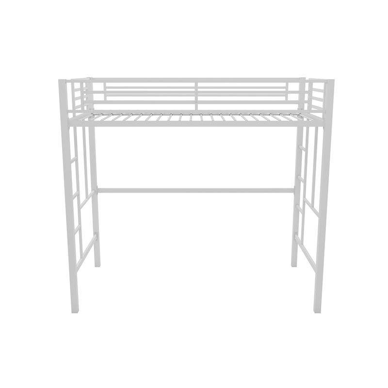 Your Zone Brittain Twin Metal Loft Bed in Off White