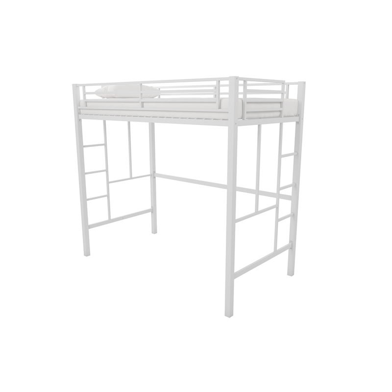 Your Zone Brittain Twin Metal Loft Bed in Off White