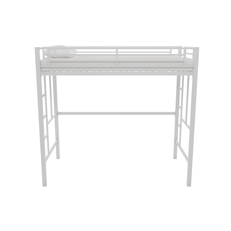 Your Zone Brittain Twin Metal Loft Bed in Off White