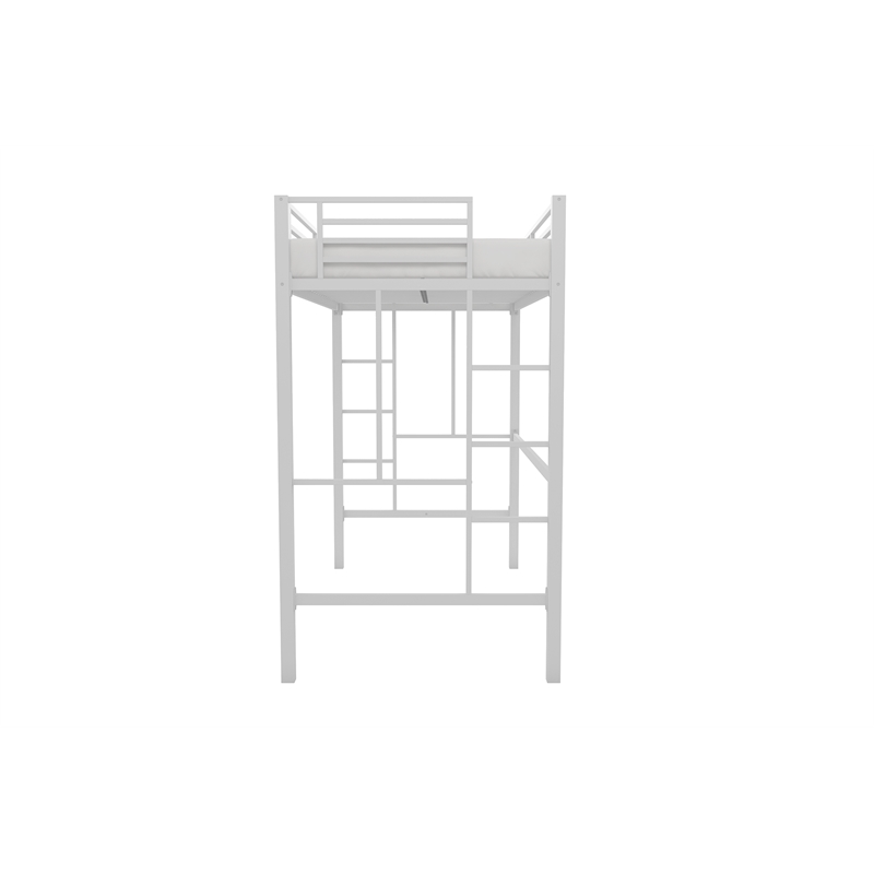 Your Zone Brittain Twin Metal Loft Bed in Off White