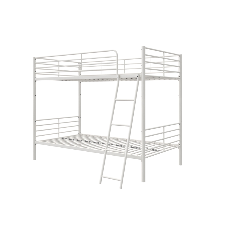 Mainstays Convertible Twin over Twin Metal Bunk Bed in Off White