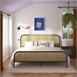 Mr. Kate Roxanne King Metal Platform Bed Frame with Cane Headboard in Black