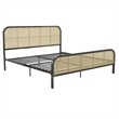 Mr. Kate Roxanne King Metal Platform Bed Frame with Cane Headboard in Black
