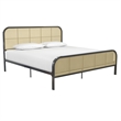 Mr. Kate Roxanne King Metal Platform Bed Frame with Cane Headboard in Black