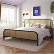 Mr. Kate Roxanne King Metal Platform Bed Frame with Cane Headboard in Black