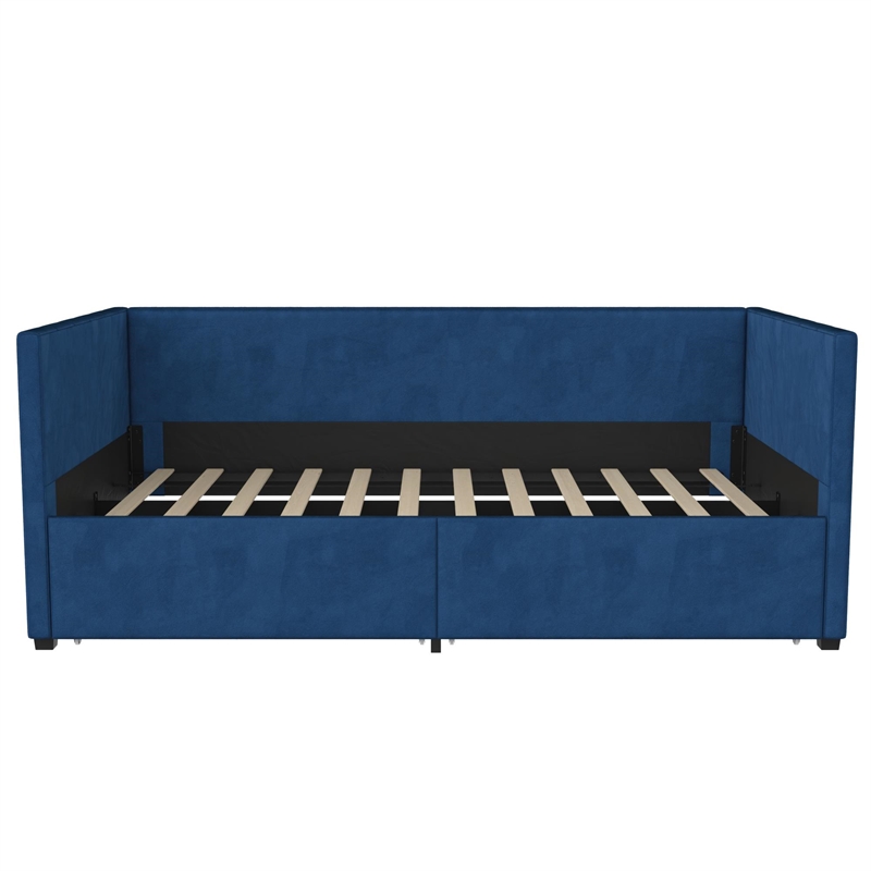 DHP Arliss Modern Glam Tuxedo Daybed with Storage - Twin in Blue Velvet