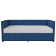 DHP Arliss Modern Glam Tuxedo Daybed with Storage - Twin in Blue Velvet