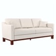 DHP Brooklyn Upholstered Wood Base Sofa w/2 Throw Cushions in Textured Beige