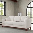 DHP Brooklyn Upholstered Wood Base Sofa w/2 Throw Cushions in Textured Beige