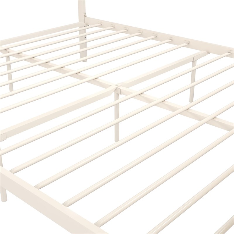 Mr. Kate Roxanne Queen Metal Platform Bed Frame w/Cane Headboard in Parchment