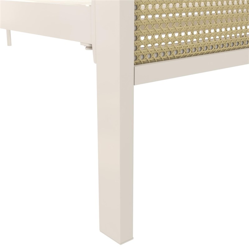 Mr. Kate Roxanne Queen Metal Platform Bed Frame w/Cane Headboard in Parchment