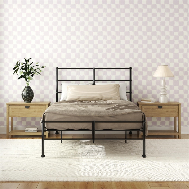Mr. Kate MacKenzie Full Metal Platform Bed Frame w/3 Adjustable Heights - Black