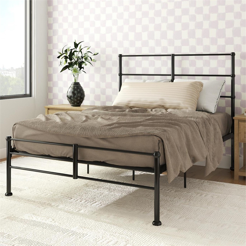 Mr. Kate MacKenzie Full Metal Platform Bed Frame w/3 Adjustable Heights - Black