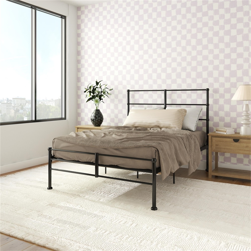 Mr. Kate MacKenzie Full Metal Platform Bed Frame w/3 Adjustable Heights - Black