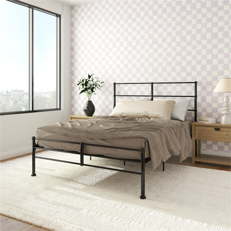 Mr. Kate MacKenzie Queen Metal Platform Bed Frame w/3 Adjustable Heights - Black