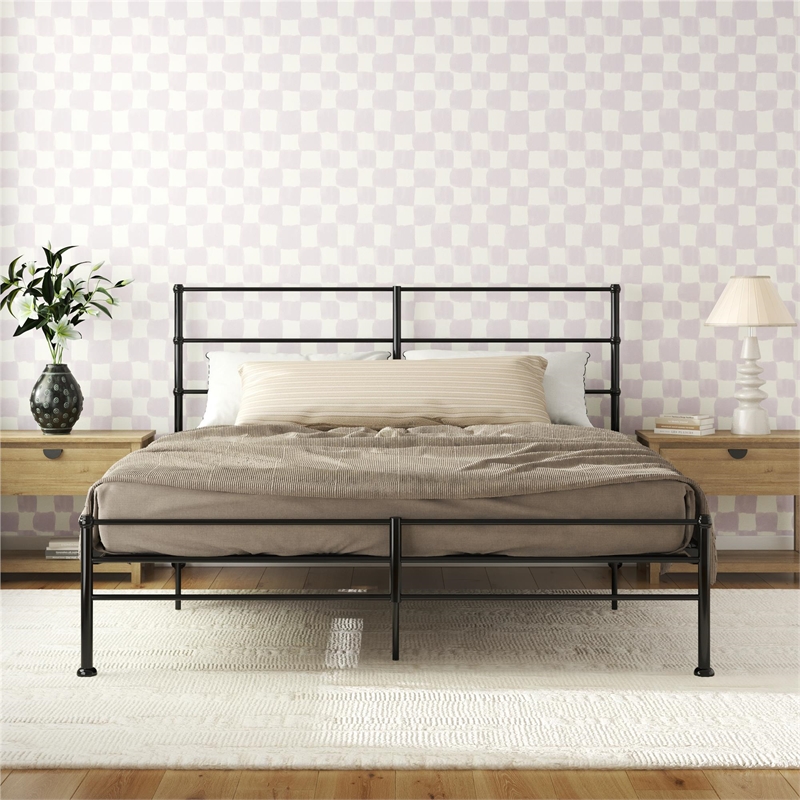 Mr. Kate MacKenzie King Metal Platform Bed Frame w/3 Adjustable Heights - Black