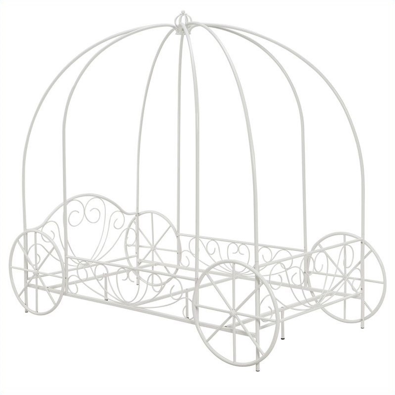 DHP Metal Twin Carriage Bed in White