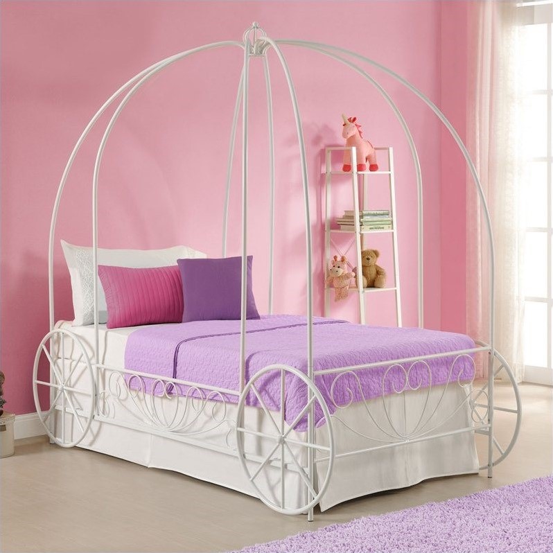 DHP Metal Twin Carriage Bed in White