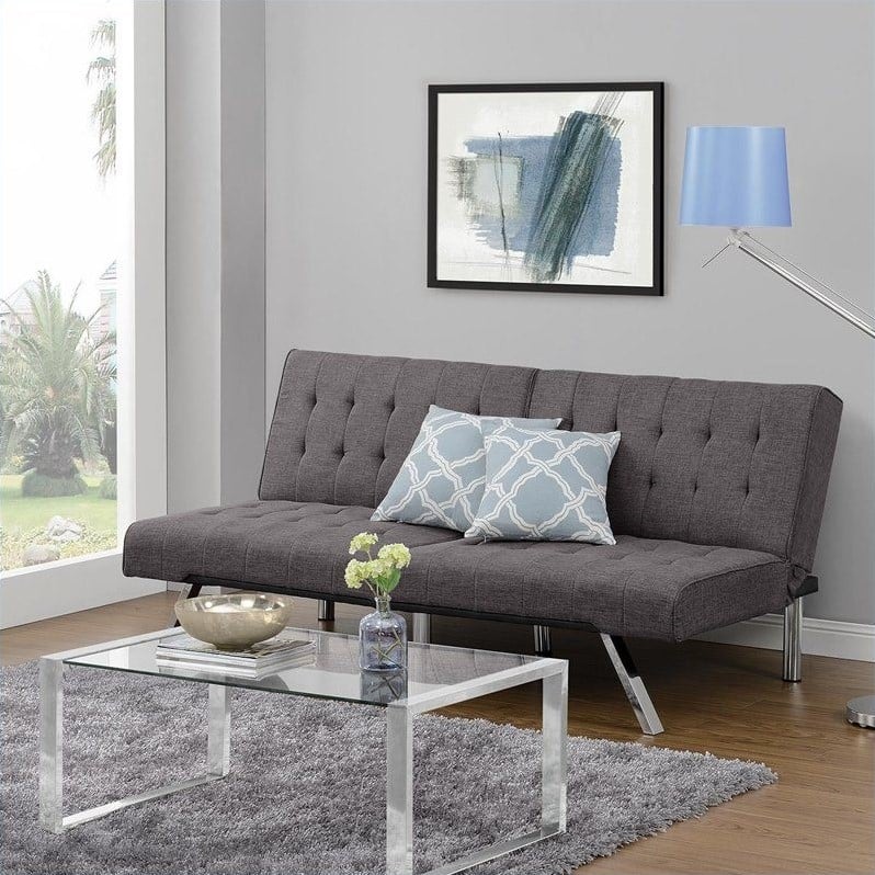DHP Emily Convertible Linen Futon in Gray
