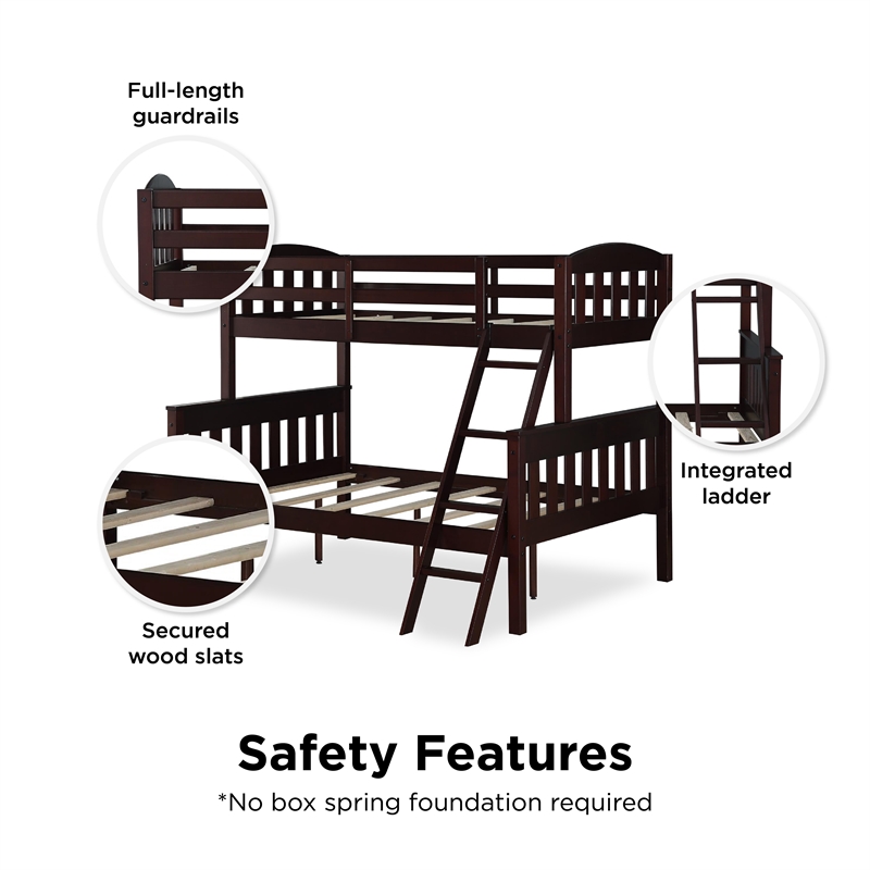Dorel Living Airlie Twin over Full Bunk Bed in Espresso