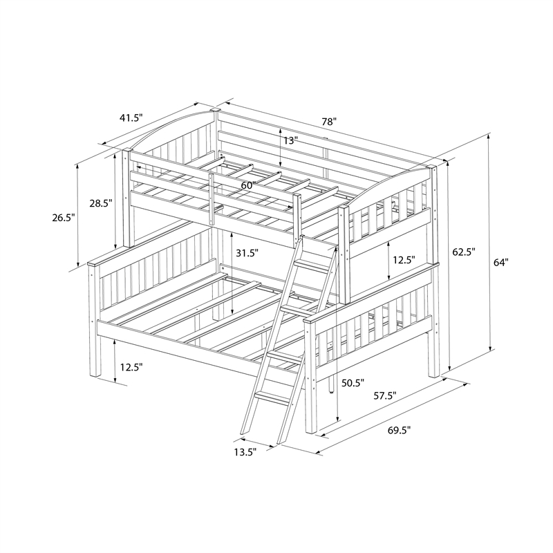 Dorel Living Airlie Twin over Full Bunk Bed in Espresso