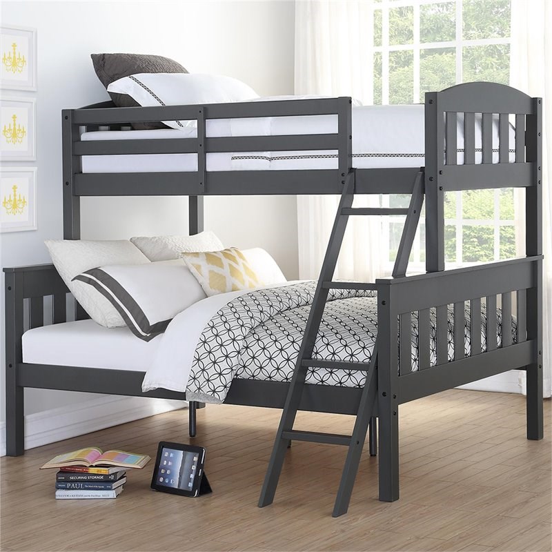 Dorel Living Airlie Twin Over Full Bunk Bed in Slate Gray