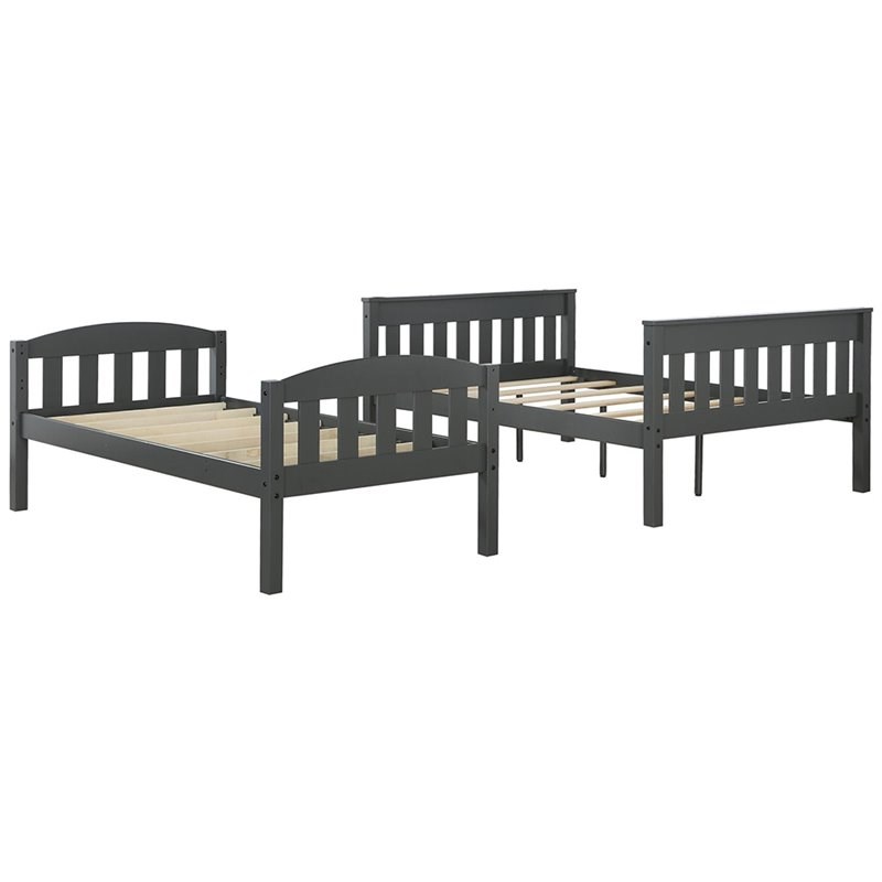 Dorel Living Airlie Twin Over Full Bunk Bed in Slate Gray