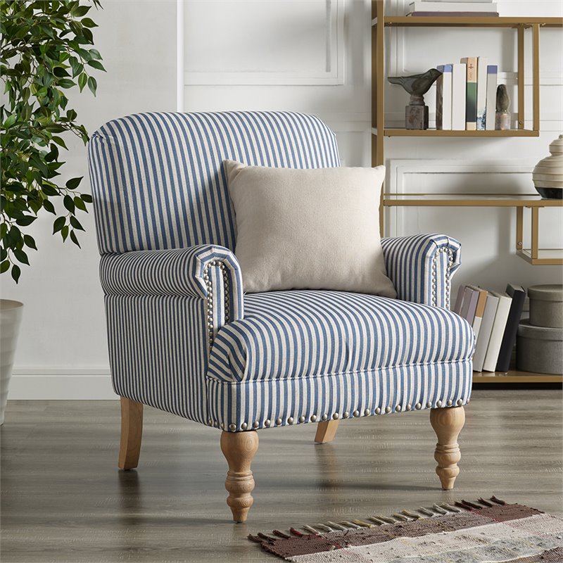 Dorel Living Jaya Accent Chair in Blue Stripe
