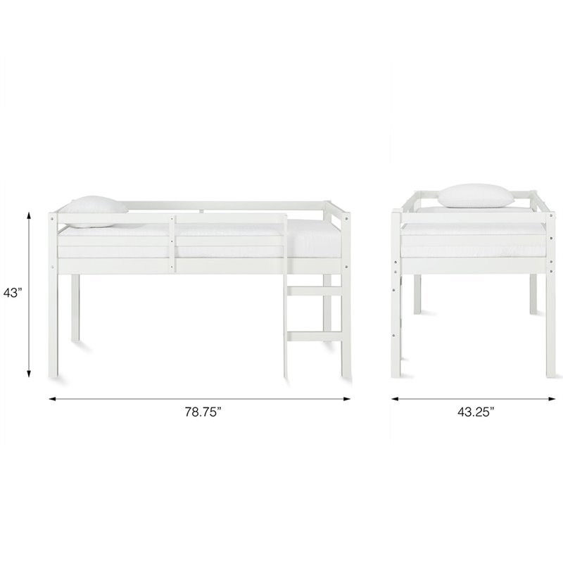 Dorel Living Milton Traditional Wood Twin Junior Loft Bed in White