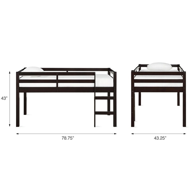 Dorel Living Milton Twin Junior Loft Bed in Espresso